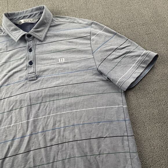 Travis Mathew Polo Shirt Medium Striped Short Sleeve Golf Golfing Casual Men's - Picture 4 of 14